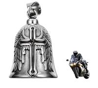 HEYOMI Guardian Bell Clochette Moto Ange Gardien en Acier Inoxydable, Porte-clés Béni pour La Paix et La Sécurité,pour Moto Cyclisme, Vélos,etc. (Noir)