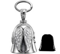 HEYOMI Guardian Bell Clochette Moto Ange Gardien en Acier Inoxydable, Porte-clés Béni pour La Paix et La Sécurité,pour Moto Cyclisme, Vélos,etc. (Argenté)