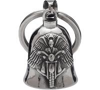 HEYOMI Guardian Bell Clochette Moto Ange Gardien en Acier Inoxydable, Porte-clés Béni pour La Paix et La Sécurité,pour Moto Cyclisme, Vélos,etc. (Argent)