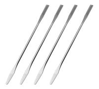 Heyous Lot de 4 spatules miniatures à double tête de laboratoire de 150 mm - Spatules semi-miniatures en forme de flèche plate - En acier inoxydable argenté - Spatules miniatures à double tête