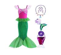 HEYOUTH Déguisement Sirène Costume Princesse Ariel la Petite Sirène et Accessoires,pour Enfant Halloween Noël Carnaval Anniversaire Fêté Robe de Soirée (4-5 Years(120))