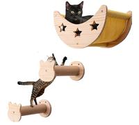 HEYOUTH Étagères pour Chat Mural en Bois, Parcours avec Perchoirs et Griffoir, Meuble avec Hamac