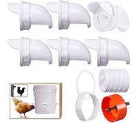 HEYOUTH Mangeoire Poules 6 Ports,Mangeoire Poules Automatique,Mangeoire Poules Anti Nuisible,DIY Mangeoire à volaille Gravité Kit,Mangeoires à Poulets Zéro Déchet ,Convient Aux Seaux, Boîtes, Auges