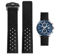 HEYOZURY Bracelet de Montre Pour Tag Heuer 22mm，Avec Boucle Papillon en Acier Inoxydable,Conception Perforée Aquaracer Séries Monaco Séries Remplacer par un Bracelet Origine Pour Tag Heuer