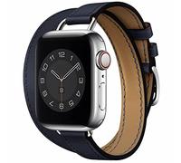 HEYOZURY Compatible pour Apple Watch Bracelet Série 10 Cuir Double Tour Mince Femmes 45mm 44mm 41mm 40mm 49mm,Remplacement Original Pour iWatch Band Series 10/9/8/7/SE/6/5/4/3/2/1