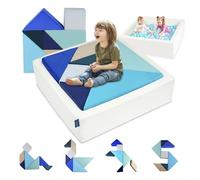 Heypappy Canapé Enfant, Fauteuil pour Enfants Éponge, Pouf Enfant Modulable avec Puzzle Tangram pour Construire des Forts, pour Salle de Jeu et Chambre, Garçons Filles Adolescents