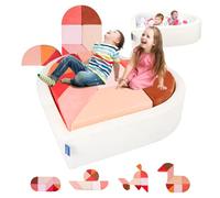 Heypappy Canapé Modulaire pour Enfants,2-en-1 Forme Cœur avec Piscine à Balles Unique - Canapé Enfant de Jeu Tangram pour Salle de Jeux - Inspire la Créativité