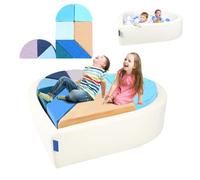 Heypappy Canapé Modulaire pour Enfants,2-en-1 Forme Cœur avec Piscine à Balles Unique - Canapé Enfant de Jeu Tangram pour Salle de Jeux - Inspire la Créativité