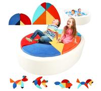 Heypappy Canapé Modulaire pour Enfants,2-en-1 Forme Œuf avec Piscine à Balles Unique et Tangram - Canapé Enfant de Jeu pour Salle de Jeux - Inspire la Créativité