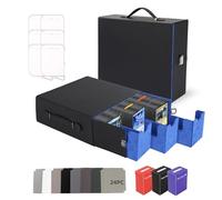 Heypappy Deck box 2400+ Boîte à Cartes,Boîte de Rangement Cartes | Similicuir PU - 3 Étuis PP, Poignée, 24 Intercalaires Colorées + 6 Séparateurs - Compatible MTG, Sports
