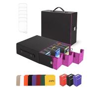 Heypappy Deck box 2400+ Boîte à Cartes,Boîte de Rangement Cartes | Similicuir PU - 3 Étuis PP, Poignée, 24 Intercalaires Colorées + 6 Séparateurs - Compatible MTG, Sports