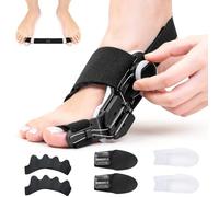 Heypappy Kit de Correction Douce pour Hallux Valgus,Splint Ajustable, Bande d'Entraînement,4 Écarteurs Silicone,2 Séparateurs à Cinq Trous,Pour Jour et Nuit,Unisexe