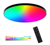Heyseven Lampe de Plafond LED Dimmable avec Télécommande, 24W RGB Plafonnier Led Couleur ip44 étanche, Contrôle Intelligent via App Alexa Google Home, pour Chambre, Cuisine, Salon, salle de bains