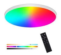 Heyseven Lampe de Plafond LED Dimmable avec Télécommande, 24W RGB Plafonnier Led Couleur ip44 étanche, Contrôle Intelligent via App Alexa Google Home, pour Chambre, Cuisine, Salon, salle de bains