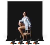 Heysily Toile de Fond Photo Noir 1,5x2m - Fond Photobooth Backdrop Lavable pour Studio Photo, Streaming, Youtube et Production Vidéo, Portable & Pliable Toile de Fond Studio Photo avec 4 Pinces