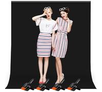 Heysliy Chromakey Kit de Toile de Fond d'écran Portable avec Chiffon Noir pour Zoom, Diffusion en continu 9,8 x 2 m