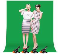 Heysliy Kit de Toile de Fond d'écran Vert 9,8 x 2 m avec Chiffon Vert Chromakey Portable pour Zoom, Diffusion en continu