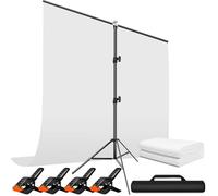Heysliy Fond Photo Blanc avec Support, 2x2m & 1,5x2m, Kit Fond Studio pour Photographie, Portrait, Shooting Produit, Studio Photo, Streaming