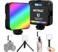 Heysliy Lampe Vidéo RGB, Lumière Photo Portable à 360° Couleur avec Mini Trépied & Clip, 2500K-9000K, 20 Scènes, 2000mAh Rechargeable, Éclairage Vidéo pour Photographie/Vlog/Selfie