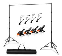Heysliy Support Fond Photo, Support de Fond Professionnel Réglable (1-3m de Hauteur/1.5-3m de Largeur) avec Sac de Transport - Système de Fond pour Studio& Fête Mur Photo, Compatible avec Backdrop
