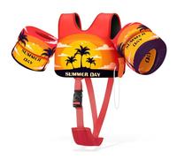 HeySplash Gilet de Flottement de Natation, Gilet de Natation avec Sangle Réglable pour Enfants de 6-15kg, Brassard Apprendre à Nager Flotteur de Piscine avec Sifflet, S, Coucher de Soleil Orange