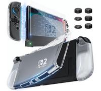 HEYSTOP Coque Compatible avec La Nintendo Switch 2, Dockable Housse de Protection Transparente en TPU Souple avec Protection D'écran Switch 2 et 6 Embouts de Pouce en Silicone pour Nintendo Switch 2