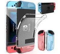 HEYSTOP Coque Compatible avec Nintendo Switch avec Protection Écran, Étui Nintendo Switch Protection Ecran Verre Trempé,Résistant Aux Rayures, Antidérapant, Antichoc avec Poignées Pouce