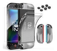HEYSTOP Coque de protection pour Nintendo Switch 2 - Transparente - En TPU souple - Avec film de protection d'écran en verre trempé et six capuchons pour les pouces