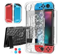 HEYSTOP Coque de Protection Transparente pour Nintendo Switch avec Film de Protection pour Nintendo Switch avec Film de Protection d'écran et poignée - Absorption des Chocs et Anti-Rayures