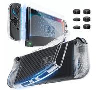 HEYSTOP Coque pour Nintendo Switch 2 Dockable Coque de Protection Transparente en TPU Souple pour Nintendo Switch 2 avec Protection D'écran en Verre Trempé et 6 Capuchons pour Joysticks