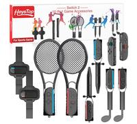 HEYSTOP Ensembles D'accessoires de Sport pour Manette Nintendo Switch 2 Kit D'accessoires de Jeu 10 en 1 avec Clubs de Golf, Raquettes de Tennis et Autres Accessoires de Sport pour Nintendo Switch 2