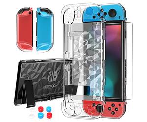 HEYSTOP Étui pour Nintendo Switch 2 avec station d'accueil Switch 2 coques de protection, film blindé, Switch 2 volants et housse de poignée Joycon pour manette Nintendo Switch 2, Transparent, switch1