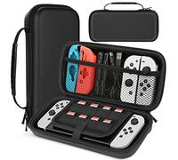 HEYSTOP Étui pour Switch OLED, Protection pour Switch OLED Kit Accessoires Pochette pour Nintendo Switch OLED avac Coque pour Nintendo Switch OLED, Ecran Verre Trempé et Poignées Couvre Pouce