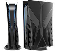 HEYSTOP Plaque de Remplacement du Panneau de Protection PS5 pour Playstation 5, Coque Rigide Brillante Mate Antichoc pour -Noir