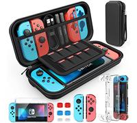 HEYSTOP Protection Switch, Pochette pour Nintendo Switch Étui Housse pour Nintendo Switch Coque Transparente Protection écran Compatible pour Switch avec 6 Thumb Grip