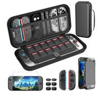 HEYSTOP Protection Switch/Switch OLED, Accessoires Universels pour Switch/Switch OLED, Pochette Portable Étui, 2X Manette Grips, Support de Jeu Ajustable et 6 Thumb Grips