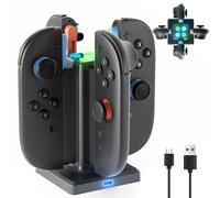 HEYSTOP Station de Chargeur pour Nintendo Switch 2 Joy-Con - Chargeur Magnétique 4 Ports avec Dock Alimentation USB-C Indicateur LED - Accessoire pour Manette Joy-Con Nintendo Switch 2