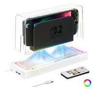 HEYSTOP Switch 2 Housse Anti Poussière pour Nintendo Switch/Switch OLED Accessoires Switch 2 avec Plusieurs RGB, Dock Station LED Switch 2 Console pour Refroidissement, Anti-Poussière & Anti-Rayures