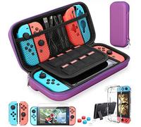 Heystop-Tran Pour Étui Nintendo Switch,Kit D'accessoires Nintendo Switch 9 En 1,6 Poignées Au Pouce - Type Violet