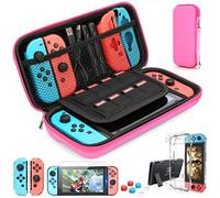 Heystop-Tran Pour Étui Nintendo Switch,Kit D'accessoires Nintendo Switch 9 En 1,6 Poignées Au Pouce - Type Rose