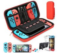 Heystop-Tran Pour Étui Nintendo Switch,Kit D'accessoires Nintendo Switch 9 En 1,6 Poignées Au Pouce - Type Rouge