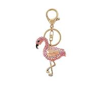 HEYU Joli porte-clés - Petit pendentif animal en cristal bling avec alliage doré scintillant (flamant rose), or, S