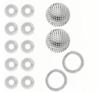 Heyumybit 2 Pcs Balles Magnétiques Acupressure & 10 Pcs Aanneaux de Massage,2 Balle de Massage pour les Doigts,Boules D'acupression pour Soulager Stress et Soulager Douleurs