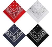 Heyumybit Bandanas à Motif Paisley,4 Pièces 54 * 54cm Bandana Cheveux,Masque Facial,Foulard Carré,Bracelet Foulard,Bandeaux de Cyclisme pour Hommes et Femmes