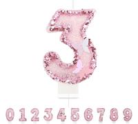 Heyumybit Bougies d'anniversaire Numéro 3,3D Rose Bougie Chiffre 3,Scintillantes Papillon Decoration Gateau Anniversaire pour les Fournitures de Célébrations d'Anniversaire