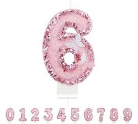 Heyumybit Bougies d'anniversaire Numéro 6,3D Rose Bougie Chiffre 6,Scintillantes Papillon Decoration Gateau Anniversaire pour les Fournitures de Célébrations d'Anniversaire