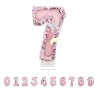Heyumybit Bougies d'anniversaire Numéro 7,3D Rose Bougie Chiffre 7,Scintillantes Papillon Decoration Gateau Anniversaire pour les Fournitures de Célébrations d'Anniversaire