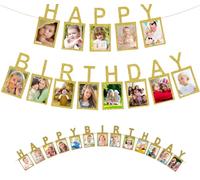Heyumybit Guirlande D'anniversaire,Photo Décoration Murale à Suspendre,Joyeux Anniversaire BéBé Photo Banderole,Bannière Happy Birthday pour Garçon Fille