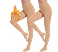 HeyUU Collants thermiques pour femme - En peluche - Chaud - Doublure polaire - Pour l'hiver - Opaque, 2 x beiges, L-XL