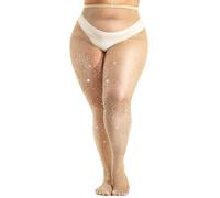 HeyUU Lot de 10 collants en résille ultra brillants pour femmes, grande taille avec strass pour femmes, tenue de concert sexy, 1 paire - Naturel, Large-X-Large